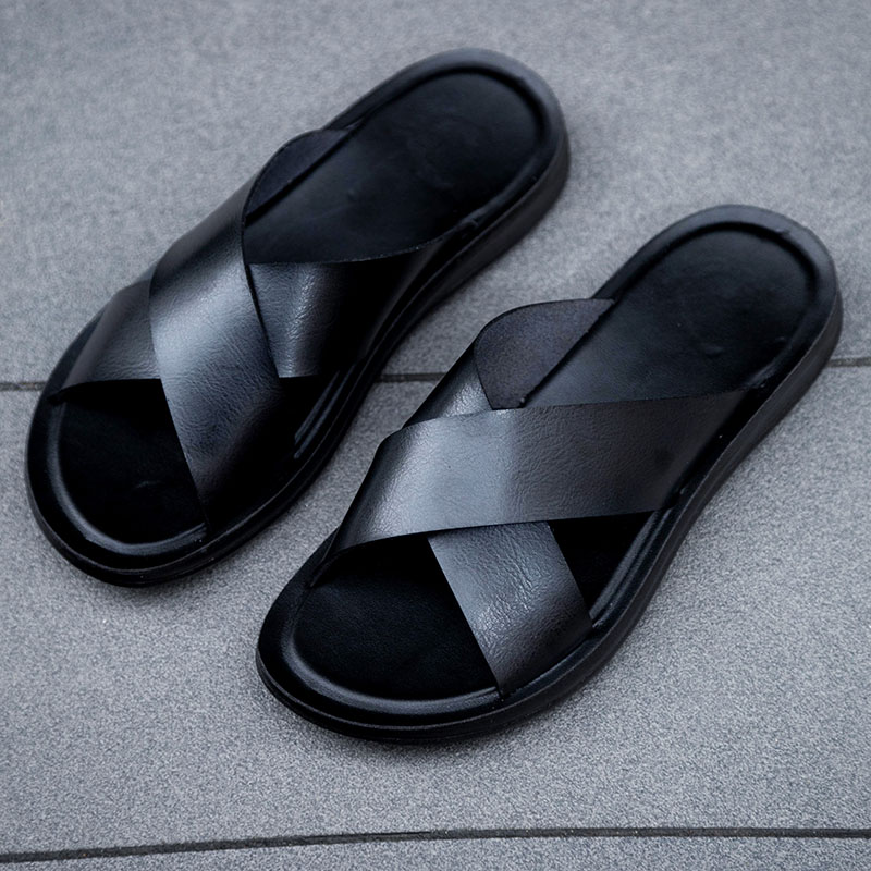 Men Shoes Louboutin - Italian PU Leather Slippers Men Summer