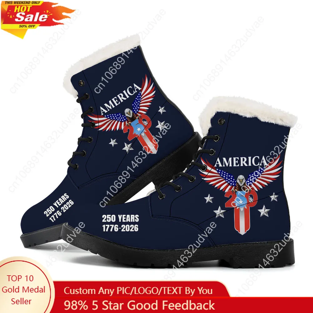 Men'S Shoes Quality - America 250th Anniversary 1776-2026 Plush Boots