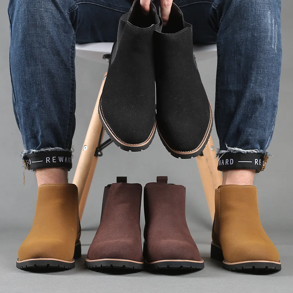 Chelsea Boots Suede - Men Ankle Boots British Style Suede