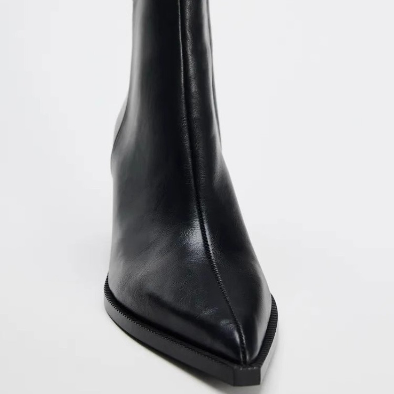Chunky Heel Soft Leather Chels - Chelsea Boots Suede 评论和价格