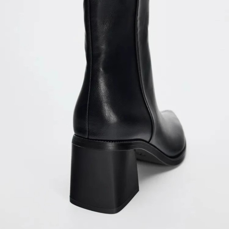 Chunky Heel Soft Leather Chels - Chelsea Boots Suede 评论和价格