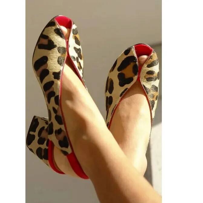 Leopard Print Peep Toe Slingba - Men Shoes Style 评论和价格