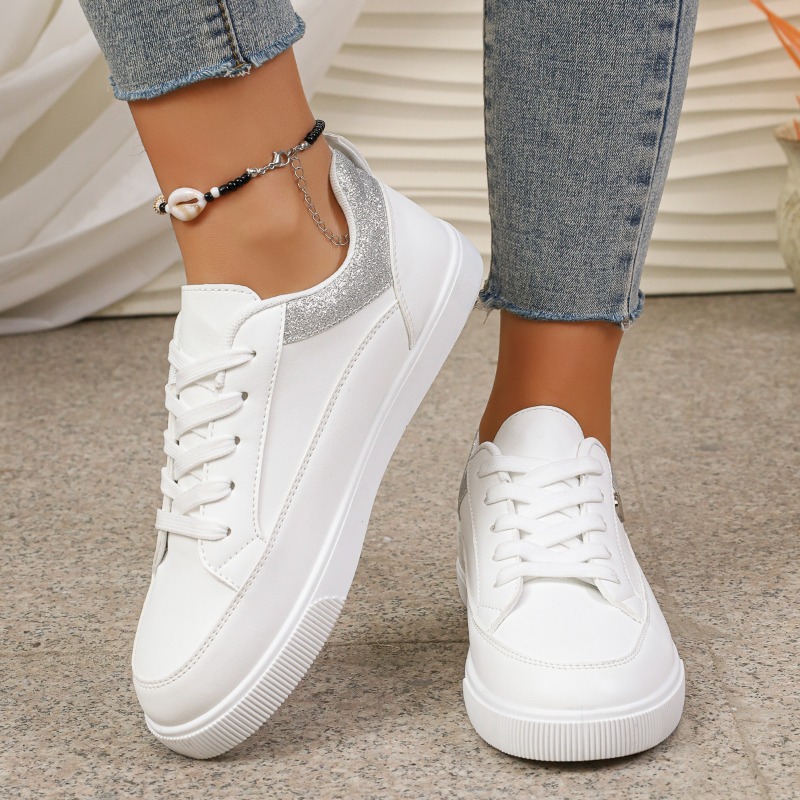 Women's White Glitter Heart Sn - Casual Sneaker Low 评论和价格