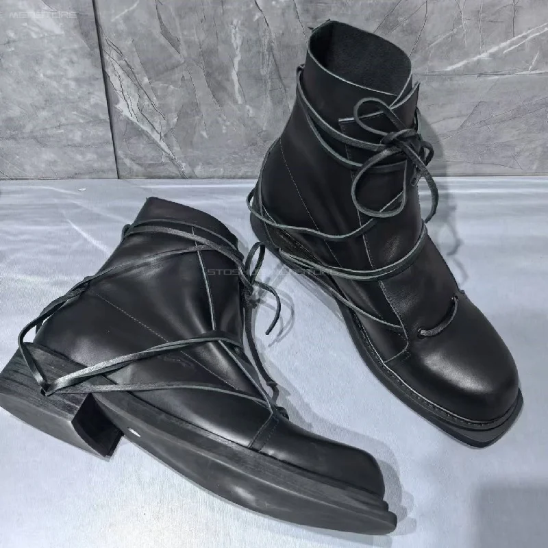 Black Genuine Leather Square T - Chelsea Boots Suede 评论和价格