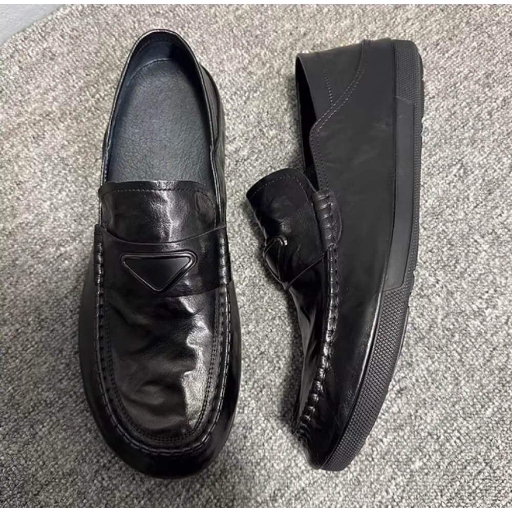 Handcrafted Black Leather Driv - Men'S Shoes Drivers 评论和价格