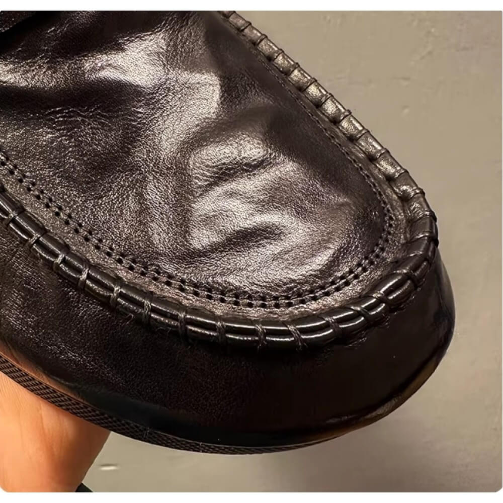 Handcrafted Black Leather Driv - Men'S Shoes Drivers 评论和价格