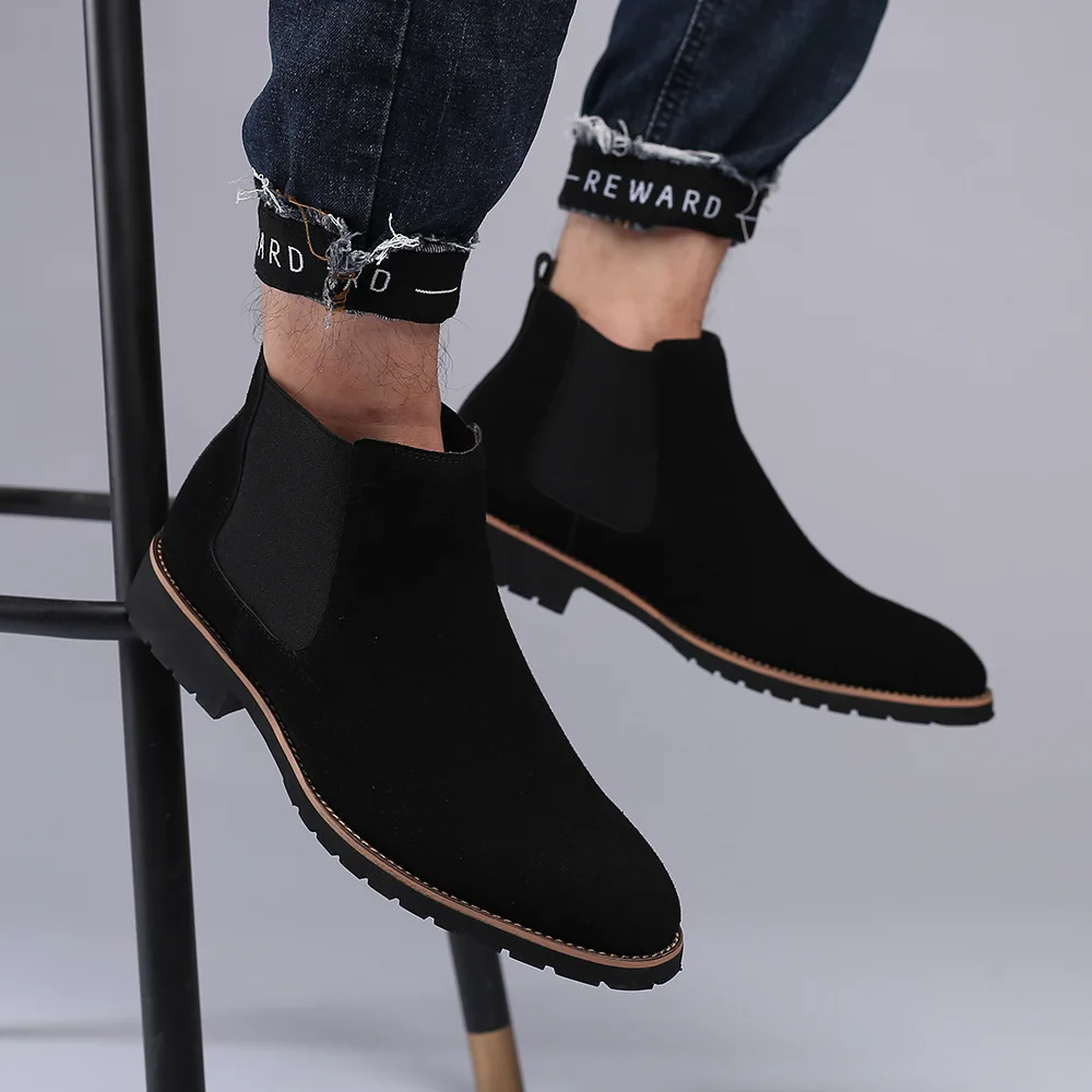 Men Ankle Boots British Style  - Chelsea Boots Suede 评论和价格