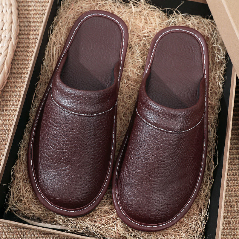 Concise Faux Leather Slippers  - Men'S Shoes Size 42 In Us 评论和价格