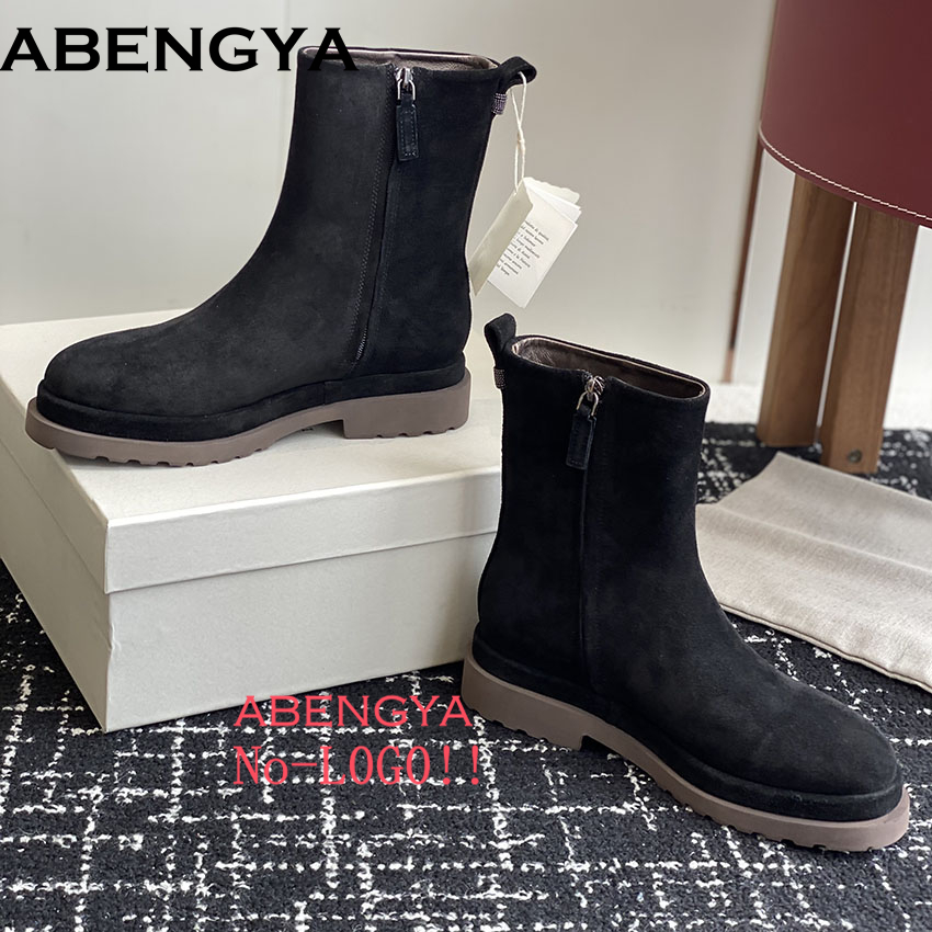 New Cow Suede Leather Flat Kni - Chelsea Boots Suede 评论和价格